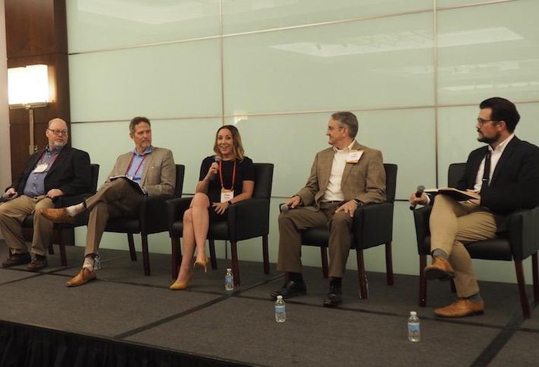 Davis' Jon Hancher, Trinity: NAC's Bob Gesing, Central State Hospitals' Brandi Justice, Page's Kurt Neubek and EYP's Brent Castro at Bisnow's Mid-Atlantic Healthcare Summit. 