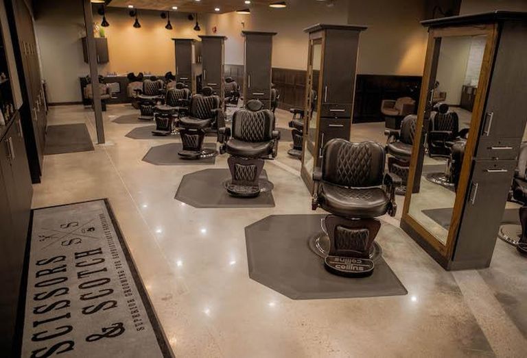 The barbershop area in Scissors & Scotch's Olathe, Kansas location. 
