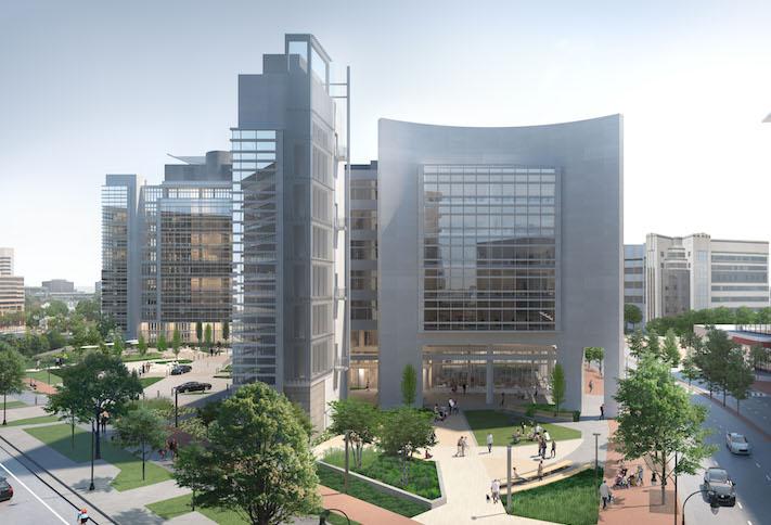 A rendering of Inventa Towers, the renovated former headquarters of Discovery Communications in Silver Spring