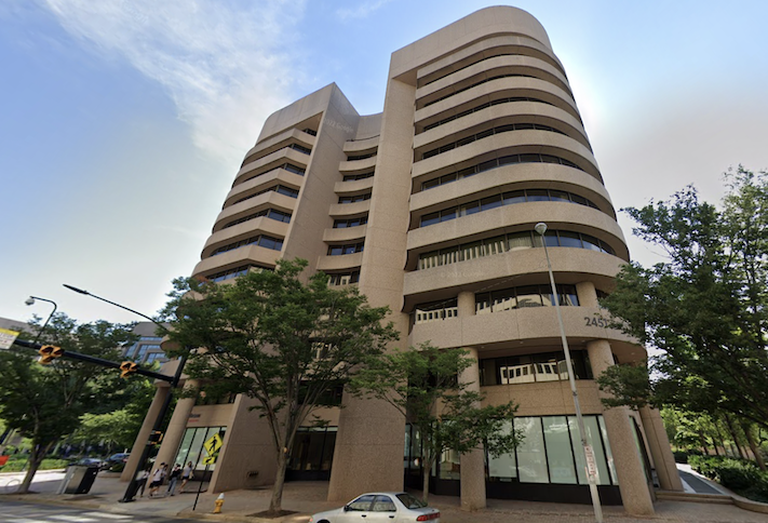 The JBG Smith-owned office building at 2451 Crystal Drive in National Landing. 