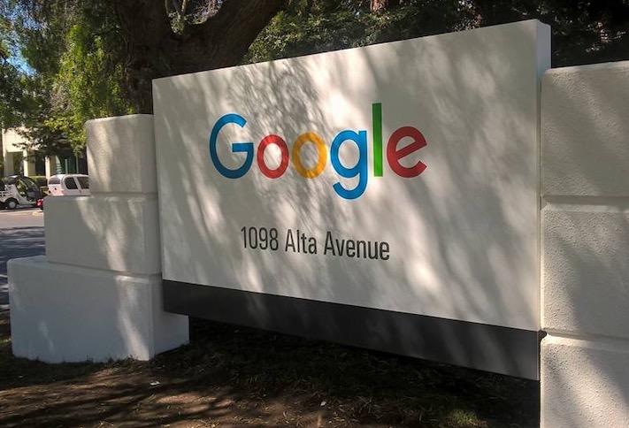 A sign at Google's headquarters campus in Mountain View, California. 
