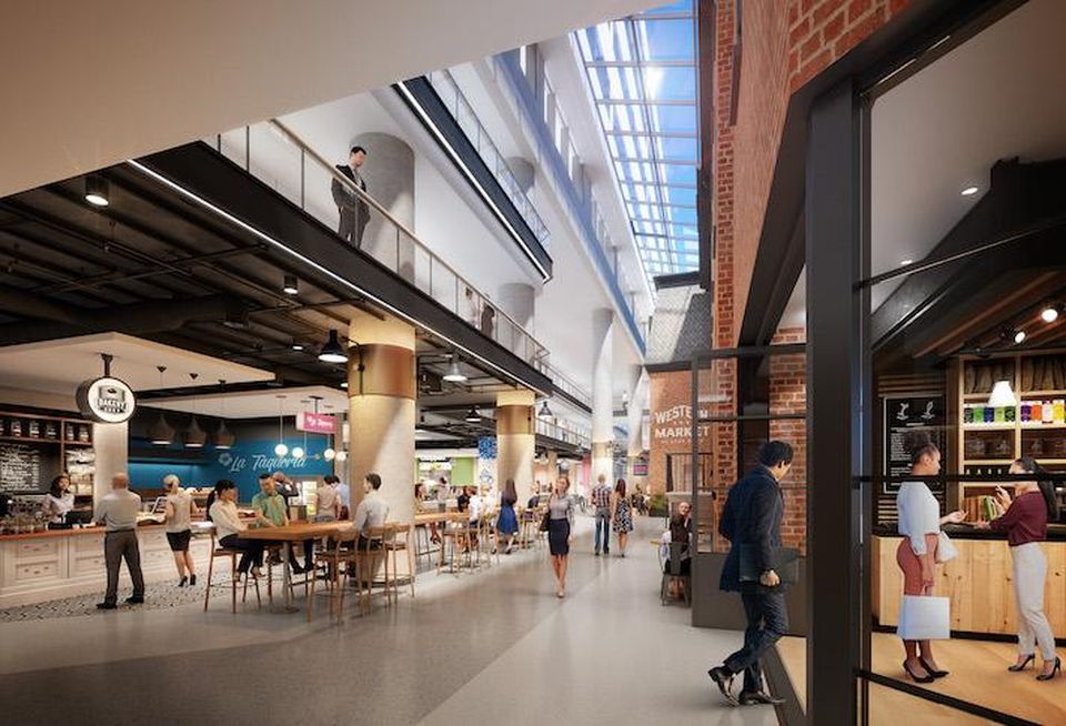 A rendering of Western Market, the food hall planned at 2000 Pennsylvania Ave. NW.
