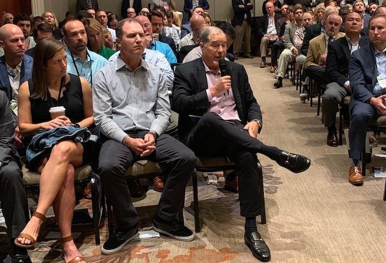 Jim Abdo asking a question at Bisnow's Charlotte Construction & Development event in September