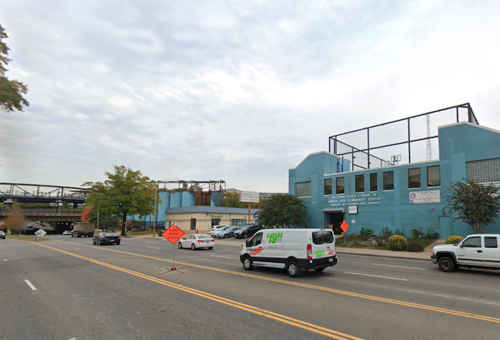 The properties along the south side of Rhode Island Avenue, directly to the west of the Metro station, that are the subject of the rezoning application. 