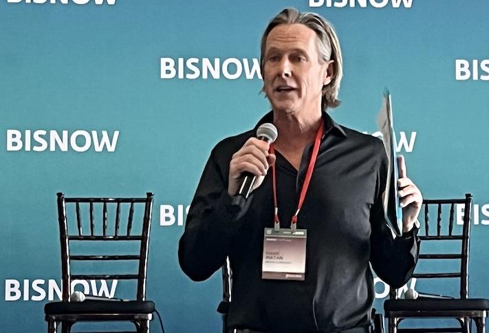 Matan Cos. Principal Mark Matan speaks at Bisnow's Mid-Atlantic Industrial Summit on Thursday at his firm's property at 700 Progress Way in Gaithersburg.