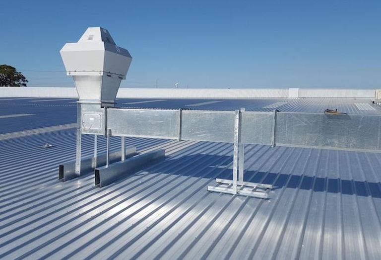 A piece of HVAC equipment on a commercial building. 