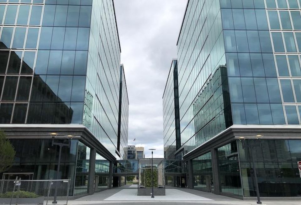 The plaza in the Capitol Crossing development, in between the 250 Mass and 200 Mass office buildings.