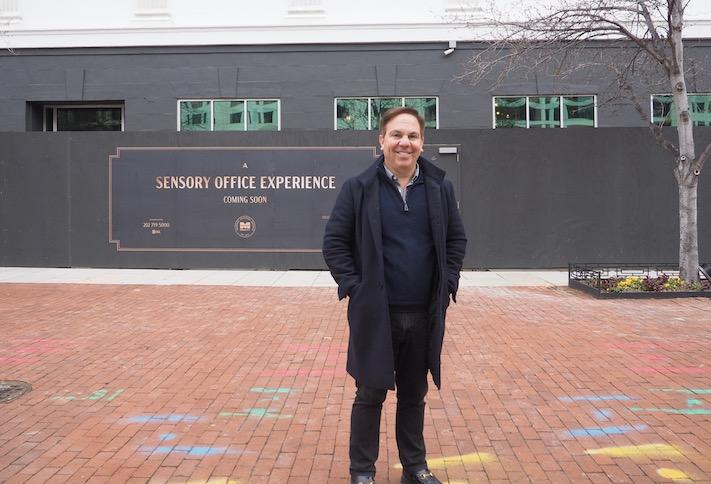 Marx Realty CEO Craig Deitelzweig in front of the office building at 1307 New York Ave. NW, which his firm is renovating .