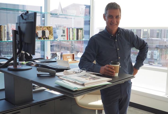 Federal Realty CEO Don Wood in the corner office of the company's new headquarters. 