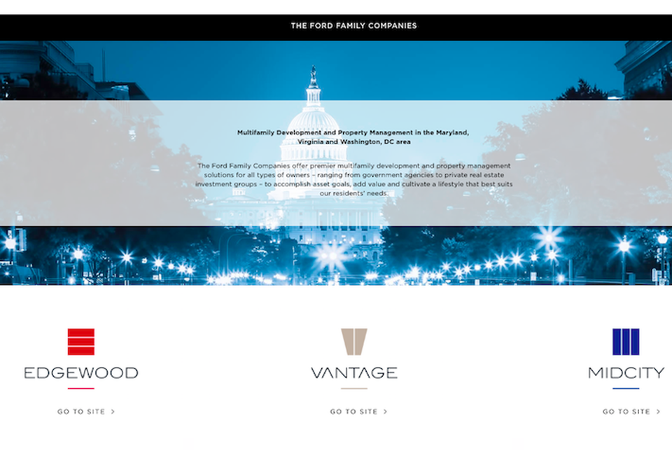 The Ford Family Companies website, which includes links to the main websites for Edgewood and MidCity.