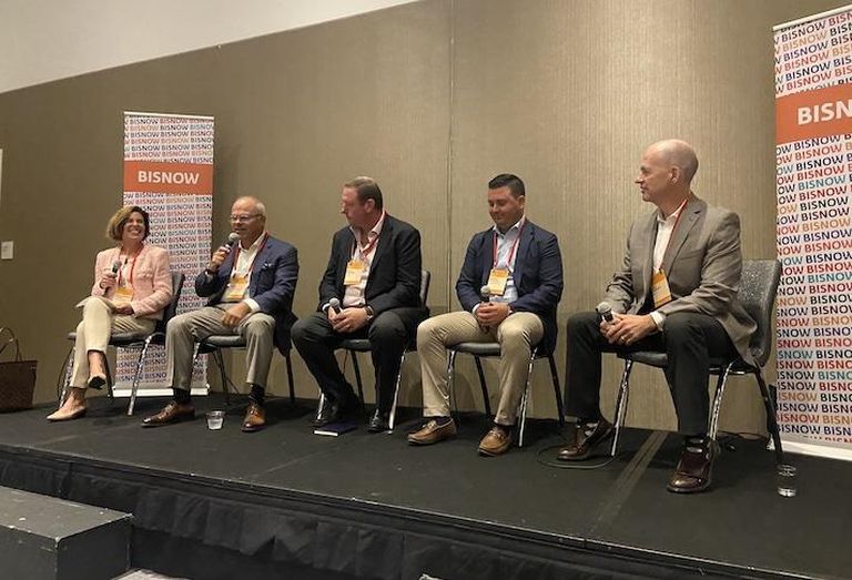 Griffith Properties' Marci Loeber, Cushman & Wakefield's John Boyle, Synergy's Dave Greaney, Boston Properties' Patrick Mulvihill and UKG's Jonathan Proffitt. 