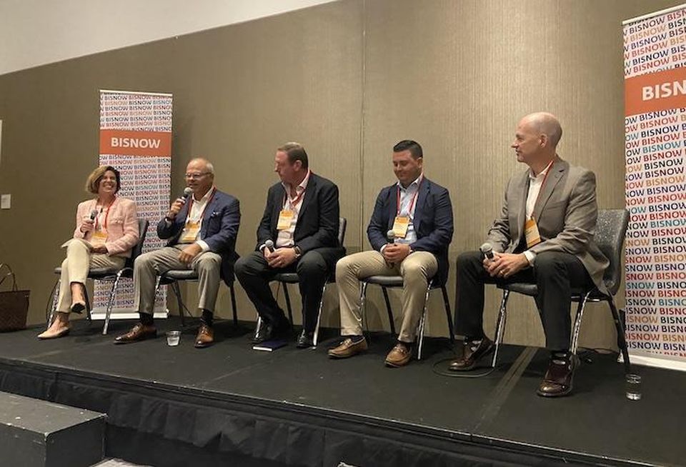 Griffith Properties' Marci Loeber, Cushman & Wakefield's John Boyle, Synergy's Dave Greaney, Boston Properties' Patrick Mulvihill and UKG's Jonathan Proffitt.
