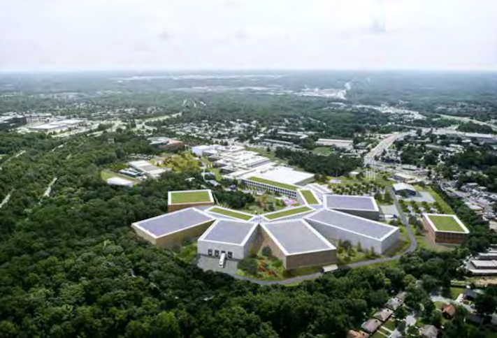 A rendering of the proposed development on the Smithsonian's Suitland Collections Center campus. 