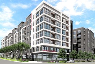 A rendering of the 386-unit Aventon Crown building in Gaithersburg. 