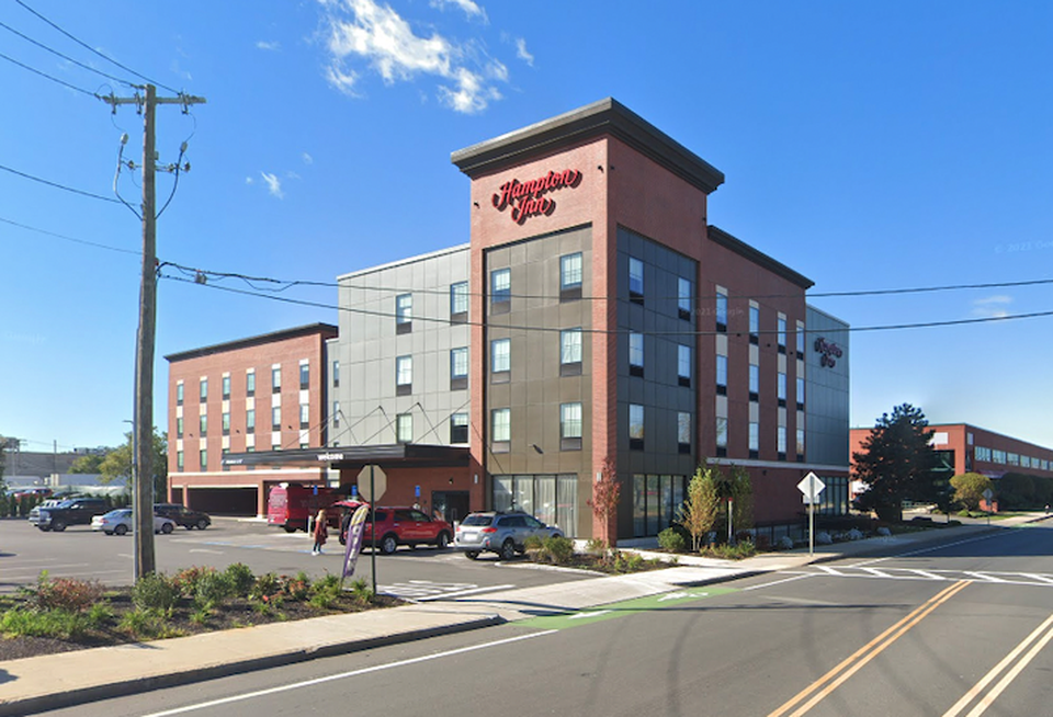 The Hampton Inn Boston Logan Chelsea hotel.