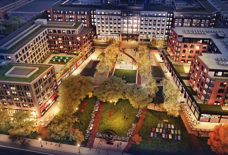 An aerial rendering of the Parks at Walter Reed development 