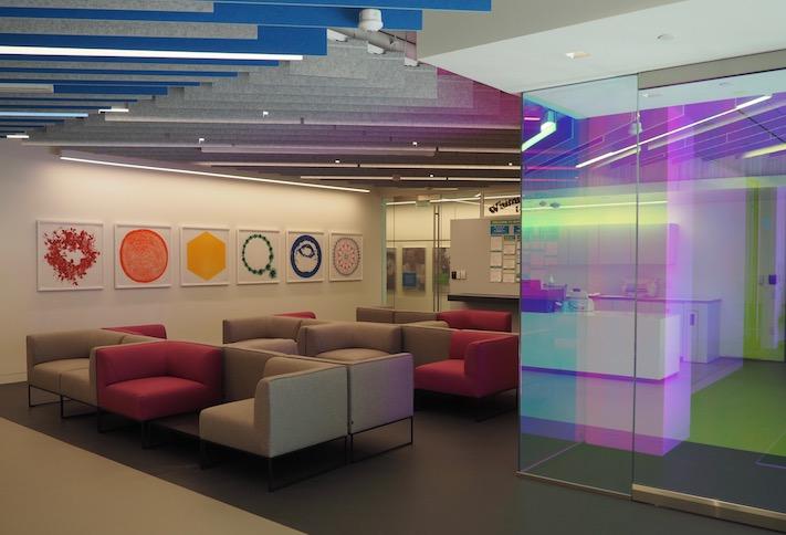 The patient waiting area in Whitman Walker's space at the Liz development