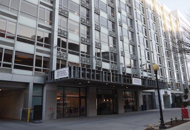 The entrance to Yotel Washington D.C., still with temporary signage. 