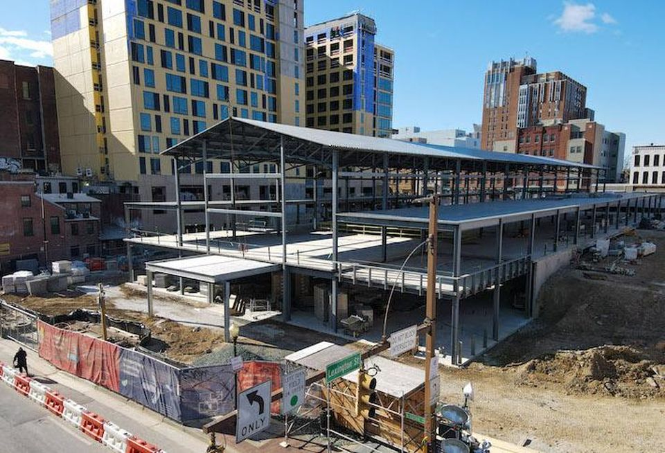 The under-construction Lexington Market building.