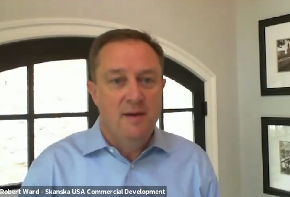 Skanska USA Commercial Development CEO Rob Ward on Bisnow's Town Hall Webinar.