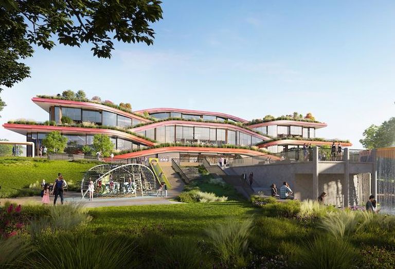 A rendering of the library Howard Hughes planned in Downtown Columbia.
