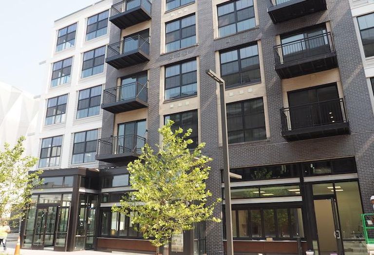 The ground-floor retail at the Chase apartment building where the Bevy food hall plans to open. 