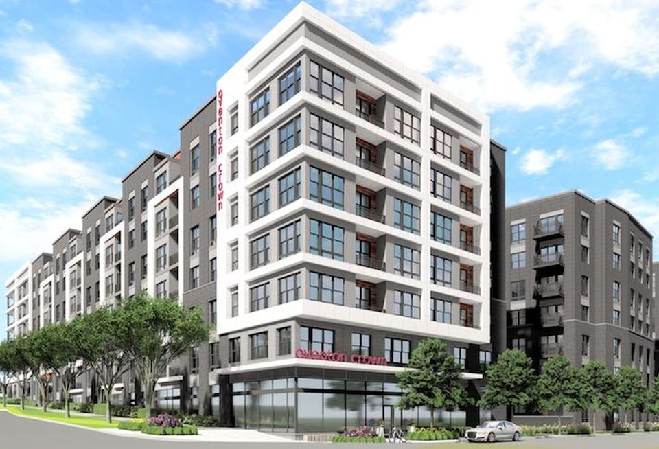 A rendering of the 386-unit Aventon Crown building in Gaithersburg.