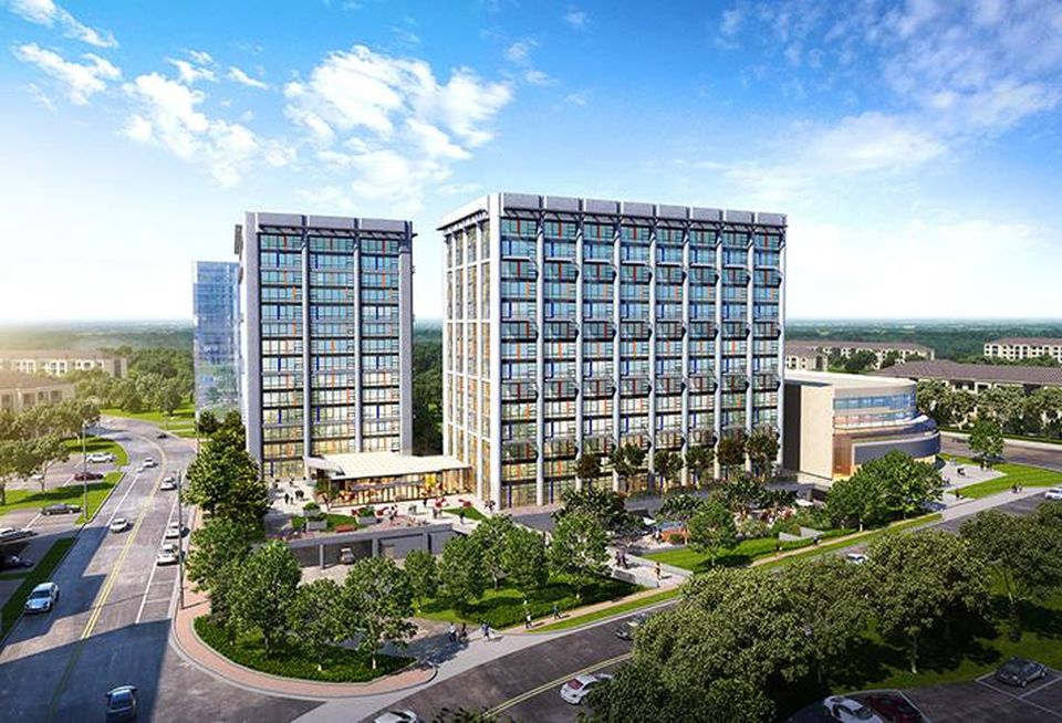 A rendering of the office-to-apartment conversion project at the Park Center complex in Alexandria.