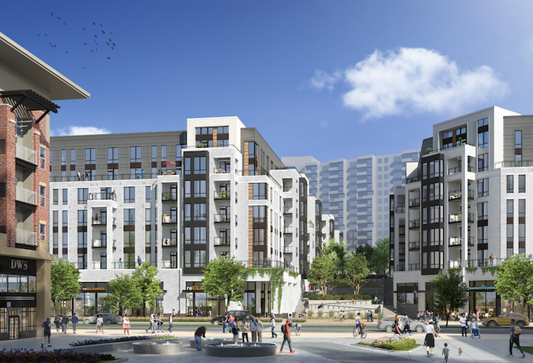 A rendering of part of JBG Smith's planned addition to the RiverHouse community in Pentagon City. 