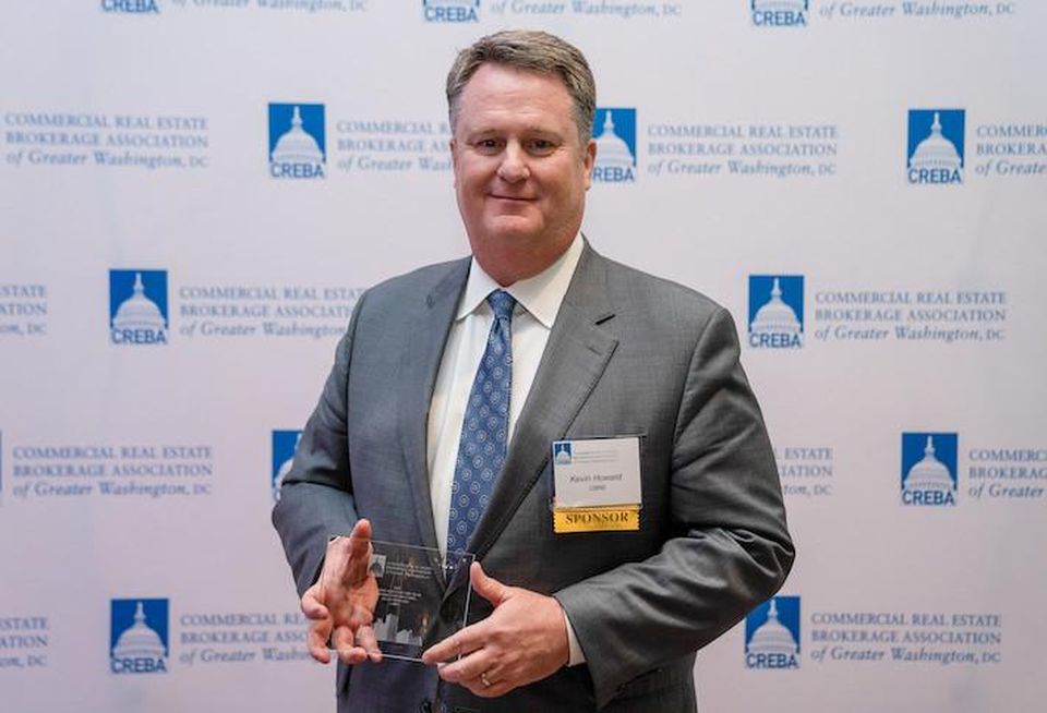 CBRE's Kevin Howard, named the top D.C. leasing broker of the year at the 2023 CREBA Awards.