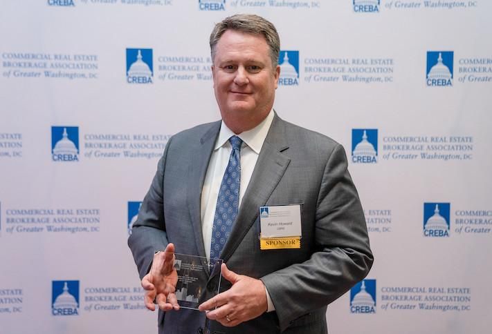 CBRE's Kevin Howard, named the top D.C. leasing broker of the year at the 2023 CREBA Awards. 