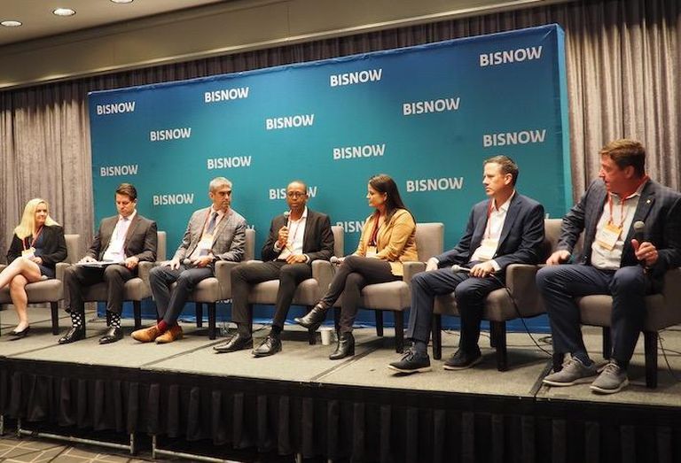 Potomac Law Group's Tamara McNulty, MRP Realty's Andrew Foncannon, Davis' Dominic Argentieri, Akridge's David Toney, Bozzuto's Kelly Cantley, DPR's Matt O'Malley and EagleBank's Ryan Riel. 