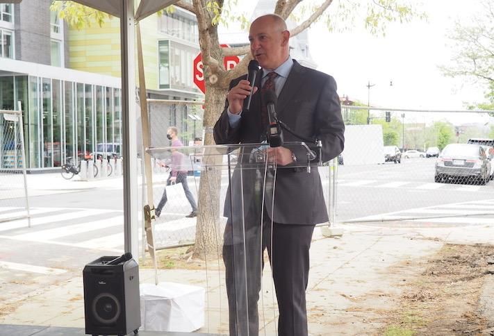 Roadside Development Managing Partner Richard Lake speaking at the Shaw groundbreaking. 