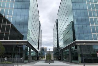 The plaza in the Capitol Crossing development, in between the 250 Mass and 200 Mass office buildings. 