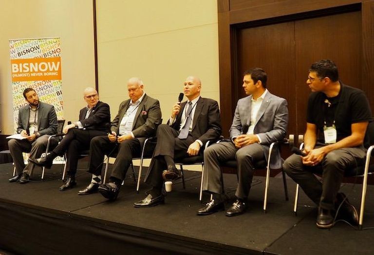 Bisnow's Ethan Rothstein, Fox Architects' JP Spickler, Boland's Dave Pirkey, Lantian's Bob Elliott, Federal Realty's James Milam and EYA's Aakash Thakkar
