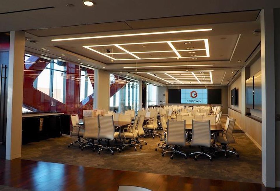 The multi-purpose room in Goodwin's 1900 N office
