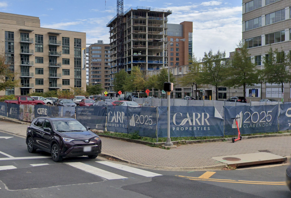 The development site Greystar acquired from Carr at 2025 Clarendon Blvd.
