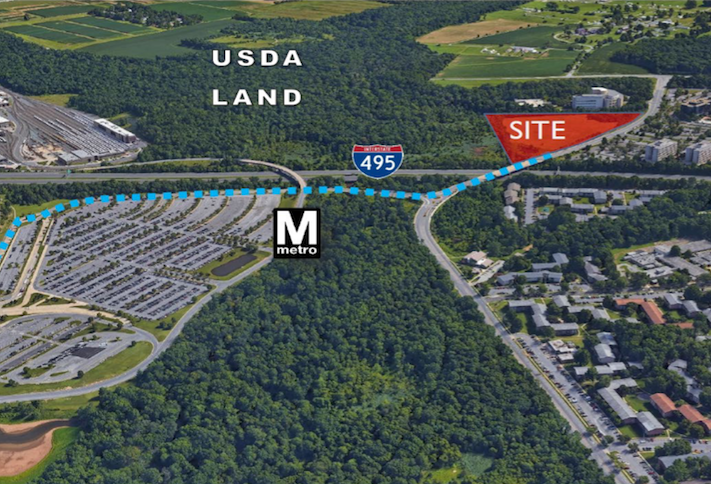 A map showing the Motiva site and its proximity to the Greenbelt Metro station. 