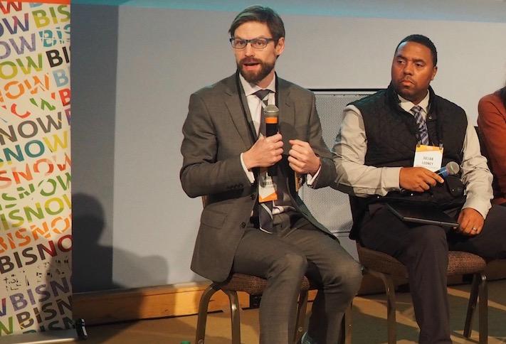 D.C. Office of Planning Director Andrew Trueblood and Antunovich Associates' Julian Looney at a December 2019 Bisnow event. 