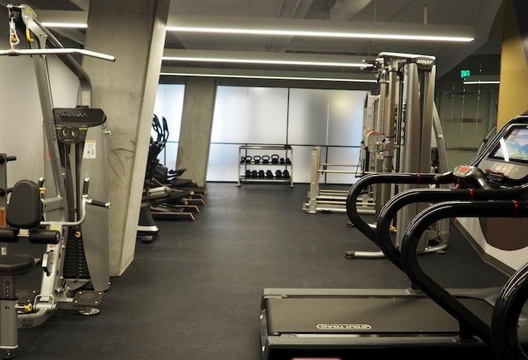 The fitness center in the 909 Rose office building. 