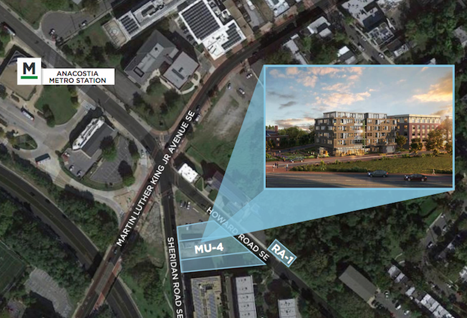 A map from Feldman Ruel's marketing materials showing the location of the Anacostia site.  