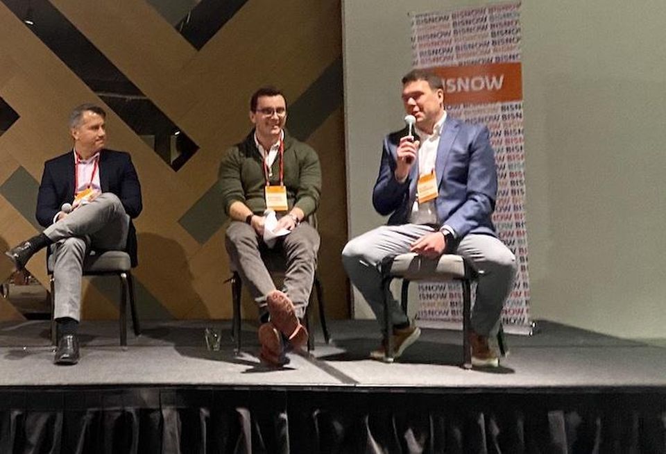 The Davis Cos.' Chris Mora, Link Logistics' Matthew McCarthy and AEW Capital Management's David McGeehan.