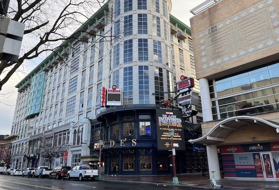 The Gallery Place retail property has multiple vacant storefronts along 7th Street NW.