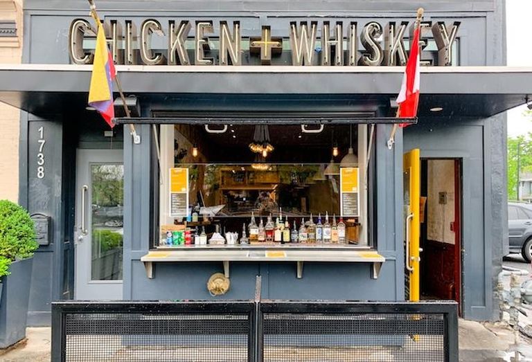 Chicken + Whiskey on 14th Street has transformed its front window into a to-go cocktail bar during the pandemic. 