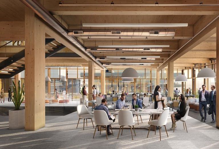 A rendering of the new ninth floor office space at 80 M St. SE, constructed using mass timber. 