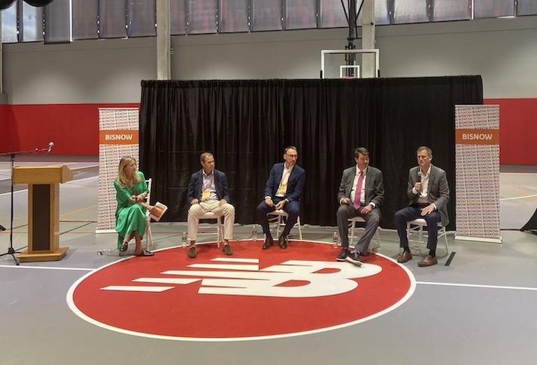 NESN Dining Playbook's Jenny Johnson, the Boston Celtics' Rich Gotham, the Boston Bruins' Glen Tornborough, Kraft Sports + Entertainment's Jim Nolan and the Boston Red Sox's Sam Kennedy. 