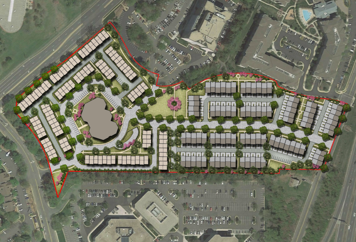 A site plan of the residential project planned at the  Flint Hill office park in Fairfax. 
