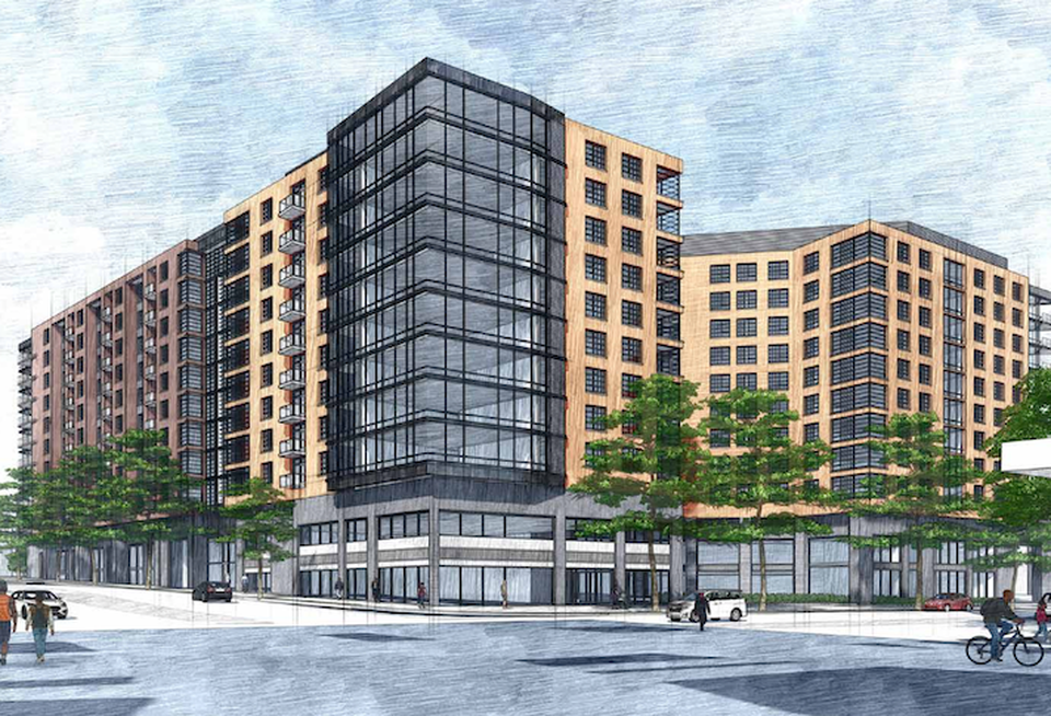 A conceptual rendering of the project Jair Lynch is planning at the intersection of Maine Avenue and 9th Street SW.