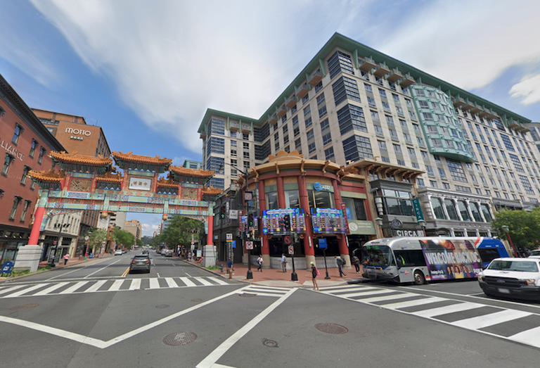 Chinatown's Friendship Archway and the Gallery Place development in Downtown D.C. 
