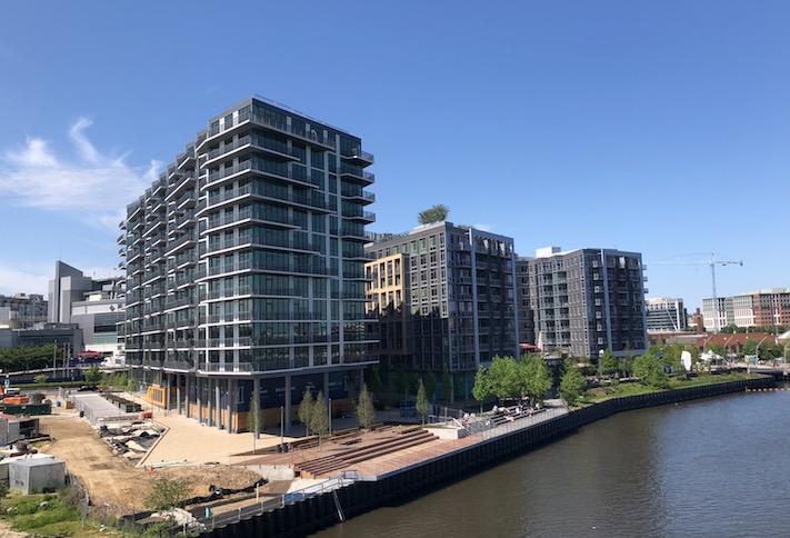 MRP's The Maren and Dock 79 buildings, photographed May 2 from the South Capitol Street bridge. 